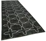 Modern Halı- Siyah Pamuk Üzerine Yün El Dokuma Halı-146x406 - Görsel 2