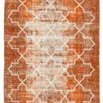 Modern Halı- Turuncu Pamuk Üzerine Yün El Dokuma Halı-144x380