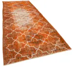 Modern Halı- Turuncu Pamuk Üzerine Yün El Dokuma Halı-144x380 - Görsel 2