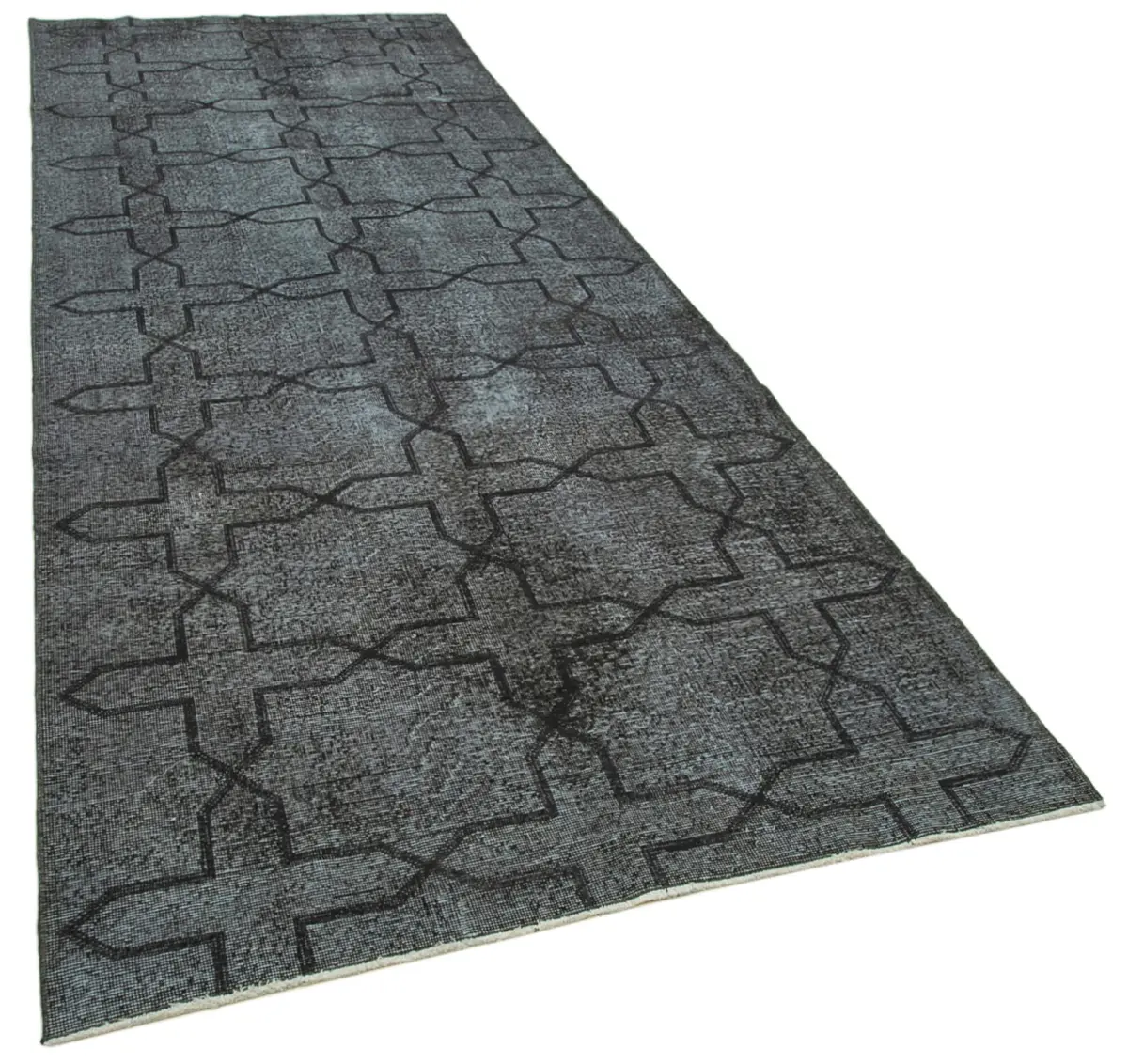 Modern Halı- Siyah Pamuk Üzerine Yün El Dokuma Halı-140x386 - Görsel 2