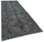 Modern Halı- Siyah Pamuk Üzerine Yün El Dokuma Halı-140x386 - Görsel 2