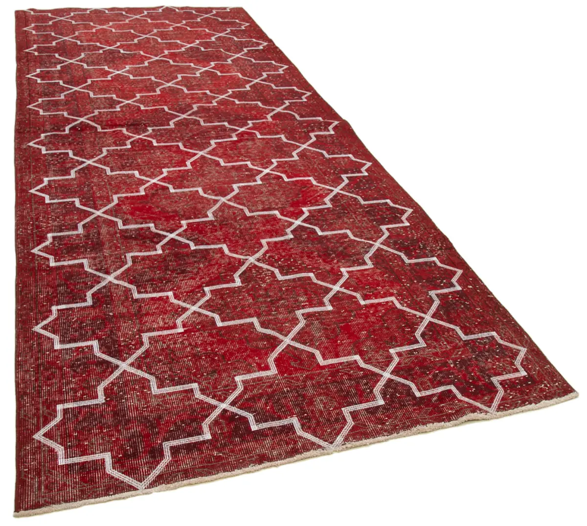 Modern Halı- Kırmızı Pamuk Üzerine Yün El Dokuma Halı-150x380 - Görsel 2