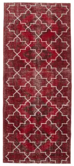 Modern Halı- Kırmızı Pamuk Üzerine Yün El Dokuma Halı-148x351