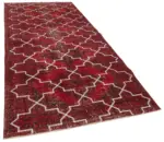 Modern Halı- Kırmızı Pamuk Üzerine Yün El Dokuma Halı-148x351 - Görsel 2