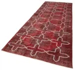 Modern Halı- Kırmızı Pamuk Üzerine Yün El Dokuma Halı-140x412 - Görsel 3