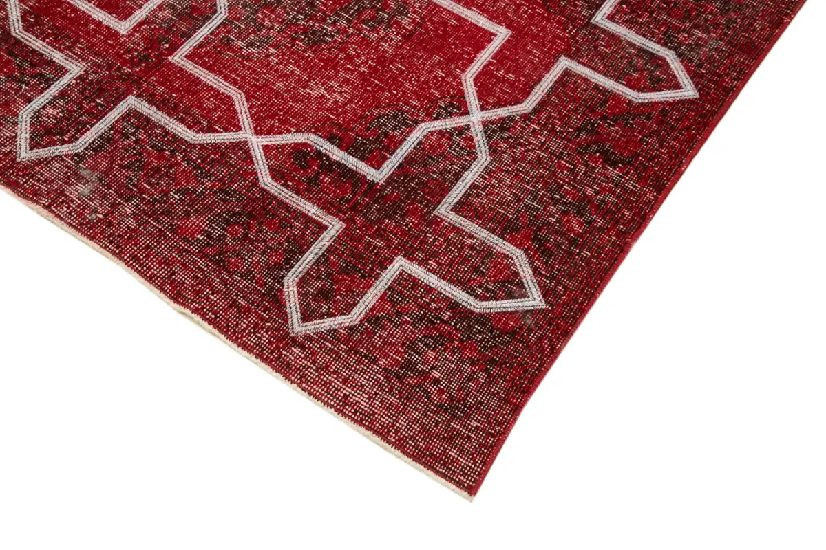 Modern Halı- Kırmızı Pamuk Üzerine Yün El Dokuma Halı-140x412 - Görsel 4