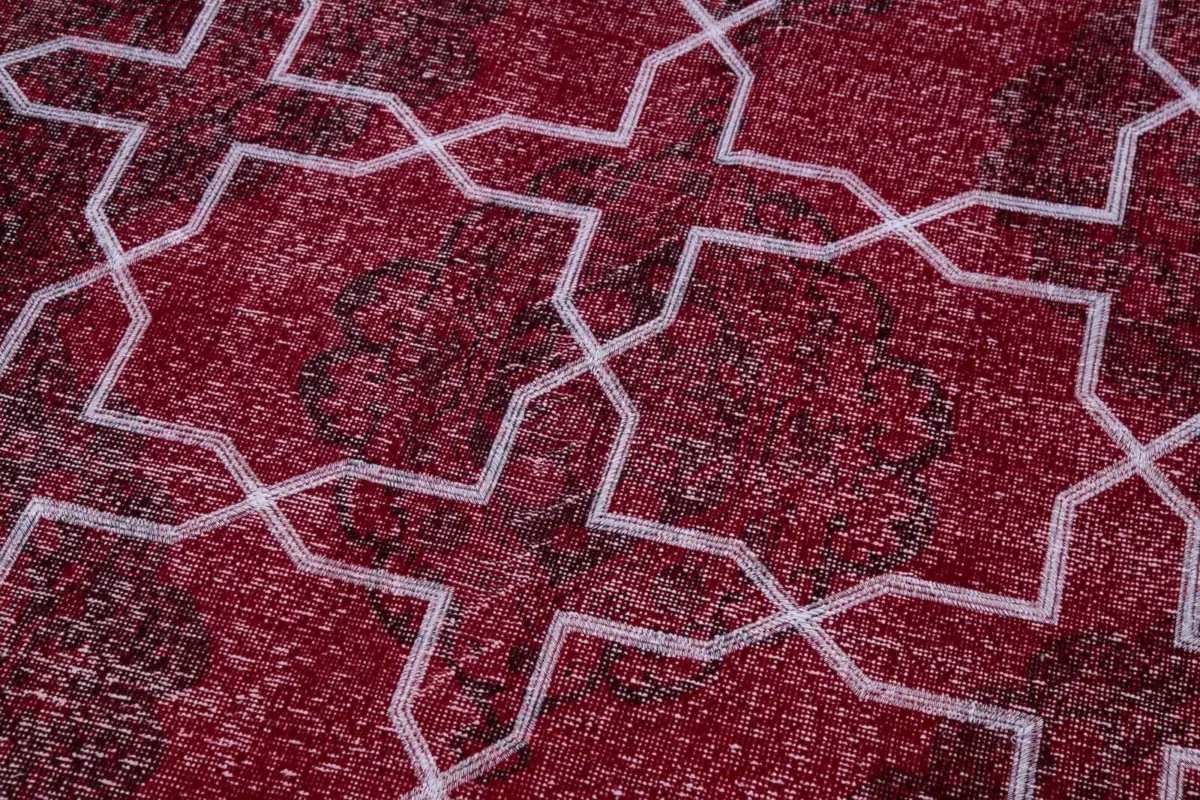 Modern Halı- Kırmızı Pamuk Üzerine Yün El Dokuma Halı-140x412 - Görsel 7