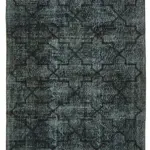 Modern Halı- Siyah Pamuk Üzerine Yün El Dokuma Halı-144x348