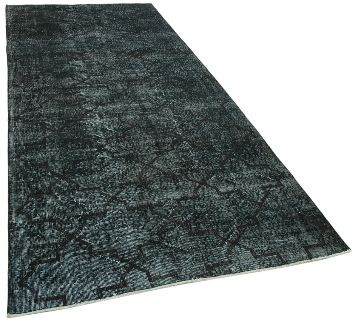 Modern Halı- Siyah Pamuk Üzerine Yün El Dokuma Halı-144x348 - Görsel 2