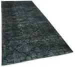 Modern Halı- Siyah Pamuk Üzerine Yün El Dokuma Halı-144x348 - Görsel 2