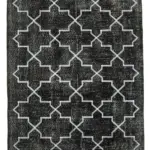 Modern Halı- Siyah Pamuk Üzerine Yün El Dokuma Halı-152x376