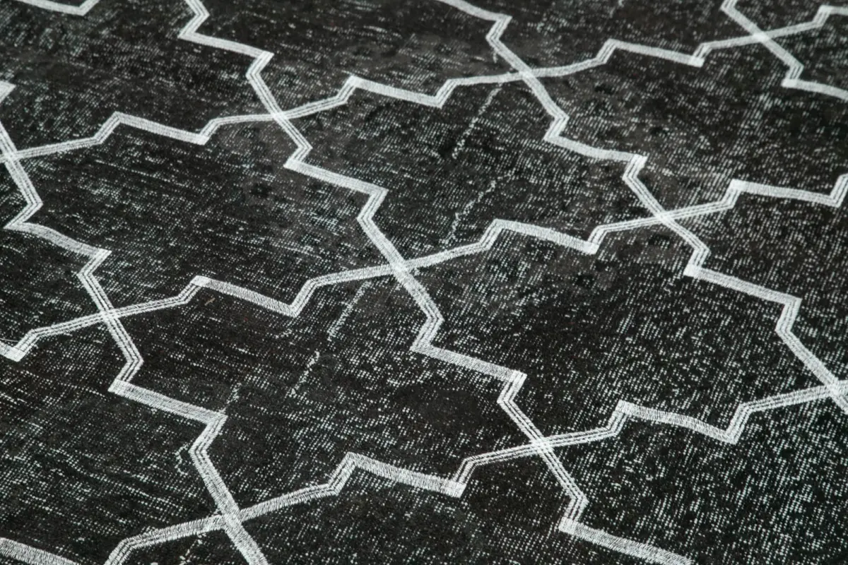 Modern Halı- Siyah Pamuk Üzerine Yün El Dokuma Halı-152x376 - Görsel 5