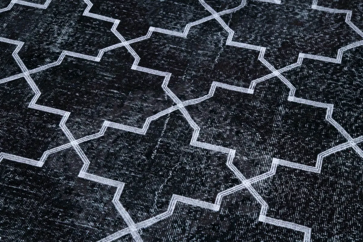 Modern Halı- Siyah Pamuk Üzerine Yün El Dokuma Halı-152x376 - Görsel 7