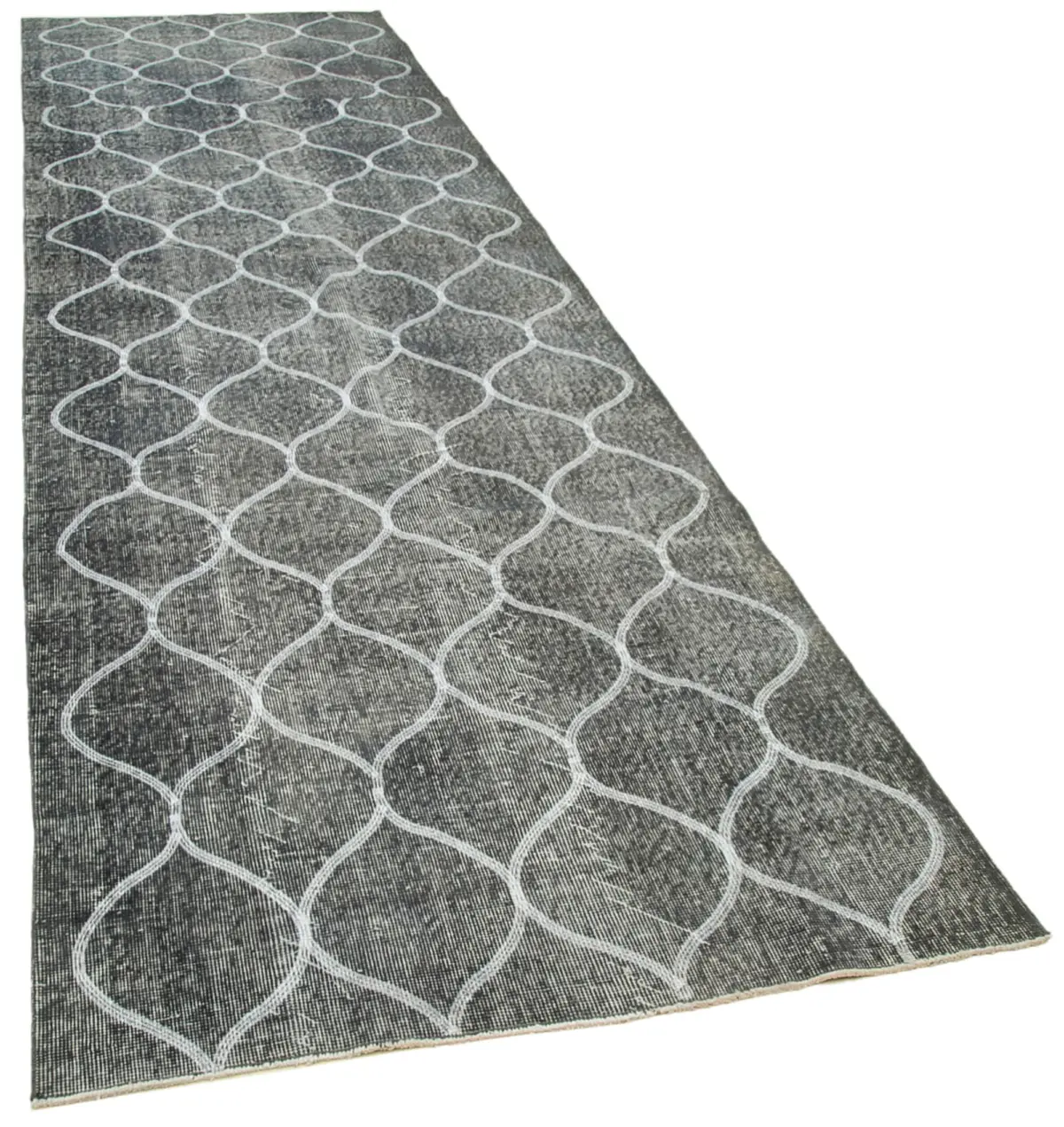 Modern Halı- Gri Pamuk Üzerine Yün El Dokuma Halı-119x402 - Görsel 2