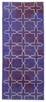 Modern Halı- mor Pamuk Üzerine Yün El Dokuma Halı-137x316