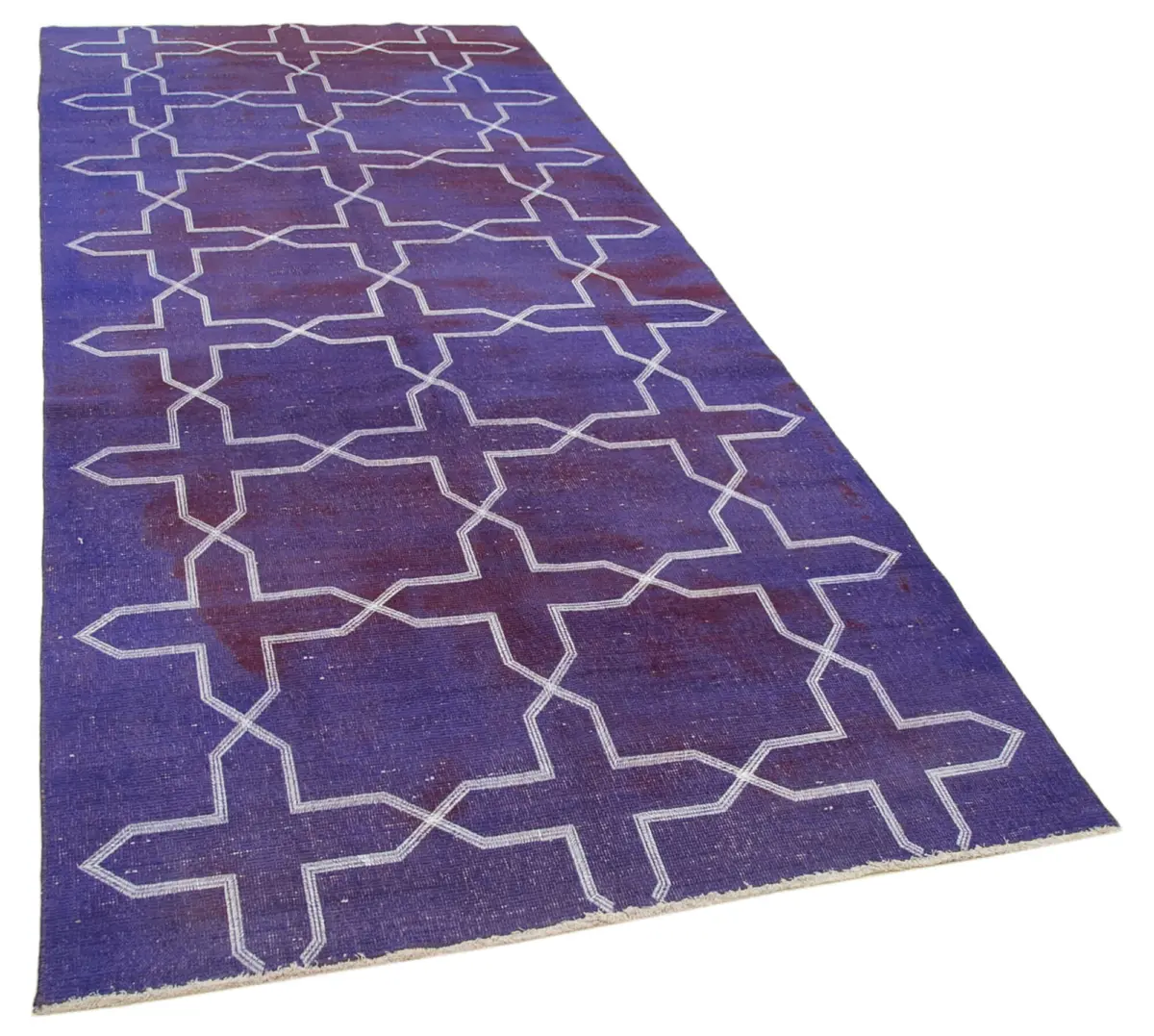 Modern Halı- mor Pamuk Üzerine Yün El Dokuma Halı-137x316 - Görsel 2