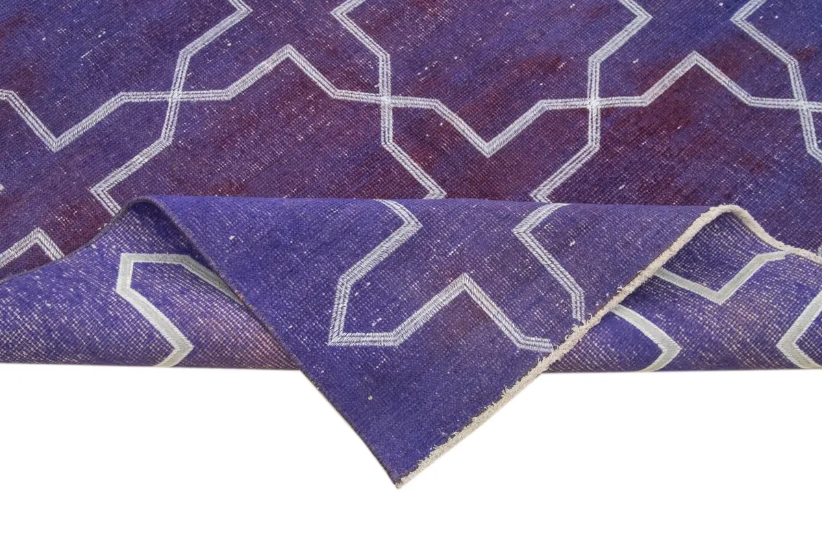 Modern Halı- mor Pamuk Üzerine Yün El Dokuma Halı-137x316 - Görsel 6