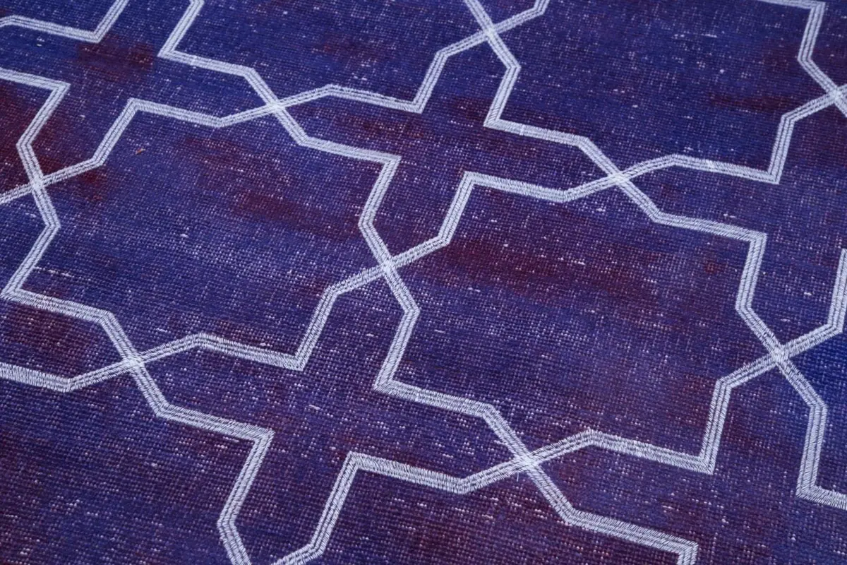 Modern Halı- mor Pamuk Üzerine Yün El Dokuma Halı-137x316 - Görsel 7