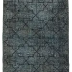 Modern Halı- Siyah Pamuk Üzerine Yün El Dokuma Halı-143x410