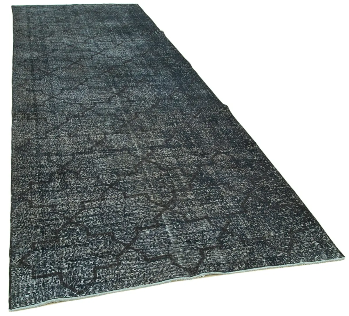 Modern Halı- Siyah Pamuk Üzerine Yün El Dokuma Halı-143x410 - Görsel 2