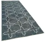 Modern Halı- Yeşil Pamuk Üzerine Yün El Dokuma Halı-136x371 - Görsel 2