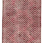 Modern Halı- Kırmızı Pamuk Üzerine Yün El Dokuma Halı-146x382