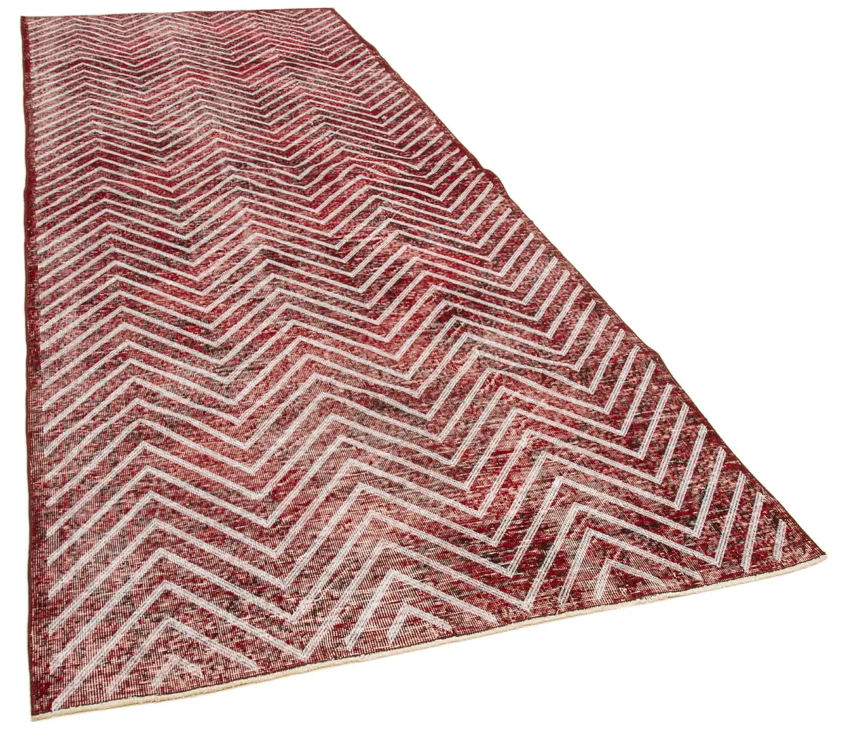 Modern Halı- Kırmızı Pamuk Üzerine Yün El Dokuma Halı-146x382 - Görsel 2
