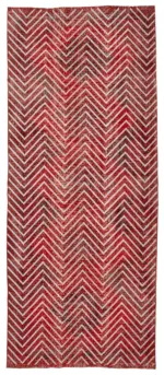 Modern Halı- Kırmızı Pamuk Üzerine Yün El Dokuma Halı-151x372