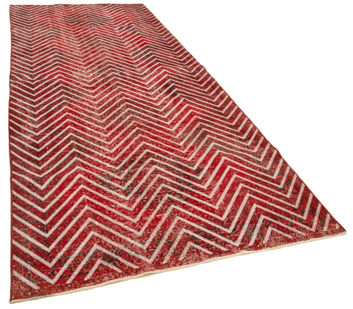 Modern Halı- Kırmızı Pamuk Üzerine Yün El Dokuma Halı-151x372 - Görsel 2