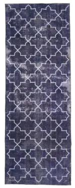 Modern Halı- Mor Pamuk Üzerine Yün El Dokuma Halı-138x387