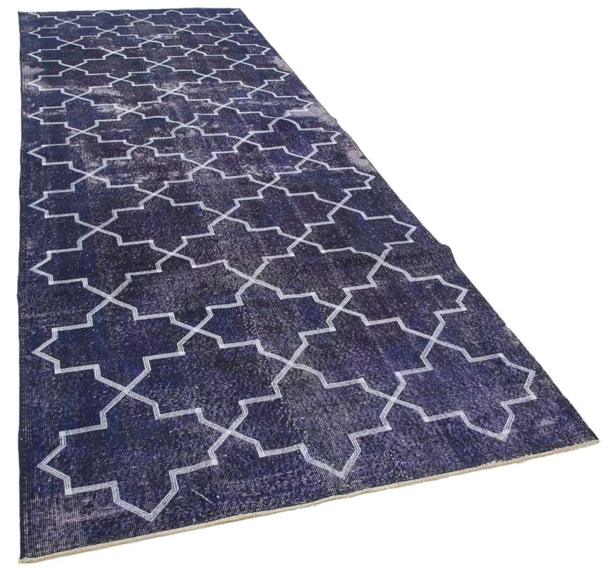 Modern Halı- Mor Pamuk Üzerine Yün El Dokuma Halı-138x387 - Görsel 2