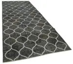 Modern Halı- Siyah Pamuk Üzerine Yün El Dokuma Halı-145x392 - Görsel 2