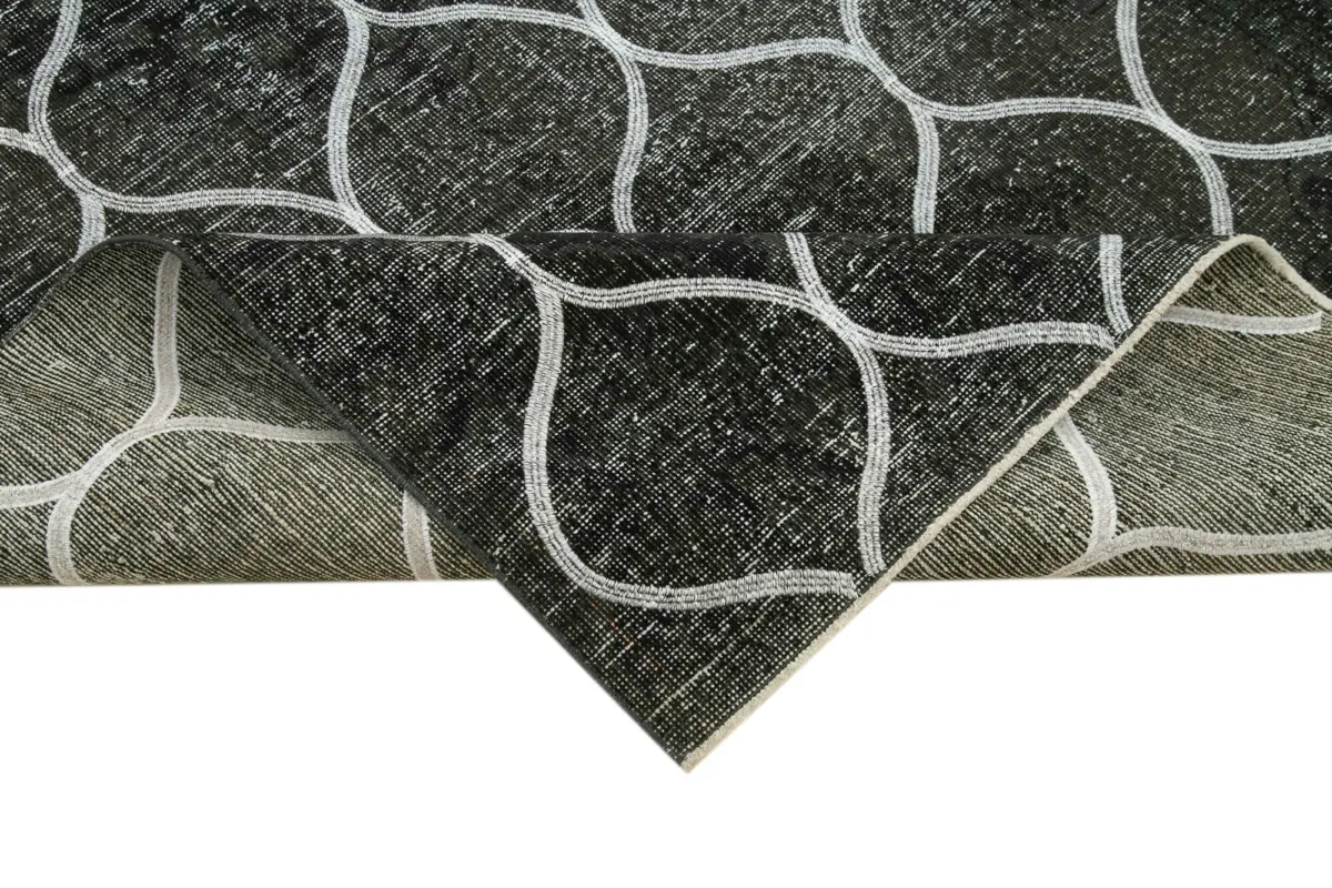 Modern Halı- Siyah Pamuk Üzerine Yün El Dokuma Halı-145x392 - Görsel 6