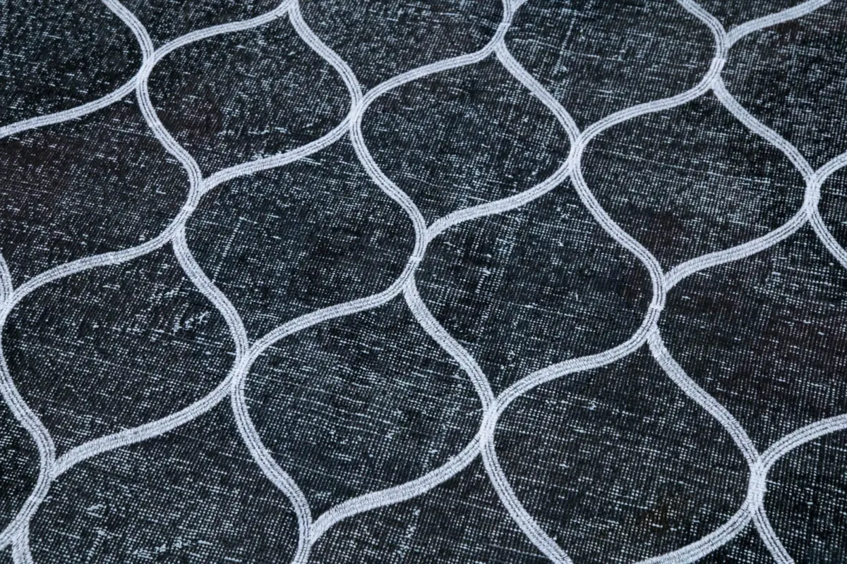 Modern Halı- Siyah Pamuk Üzerine Yün El Dokuma Halı-145x392 - Görsel 7