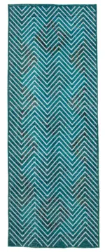 Modern Halı- Turkuaz Pamuk Üzerine Yün El Dokuma Halı-144x390