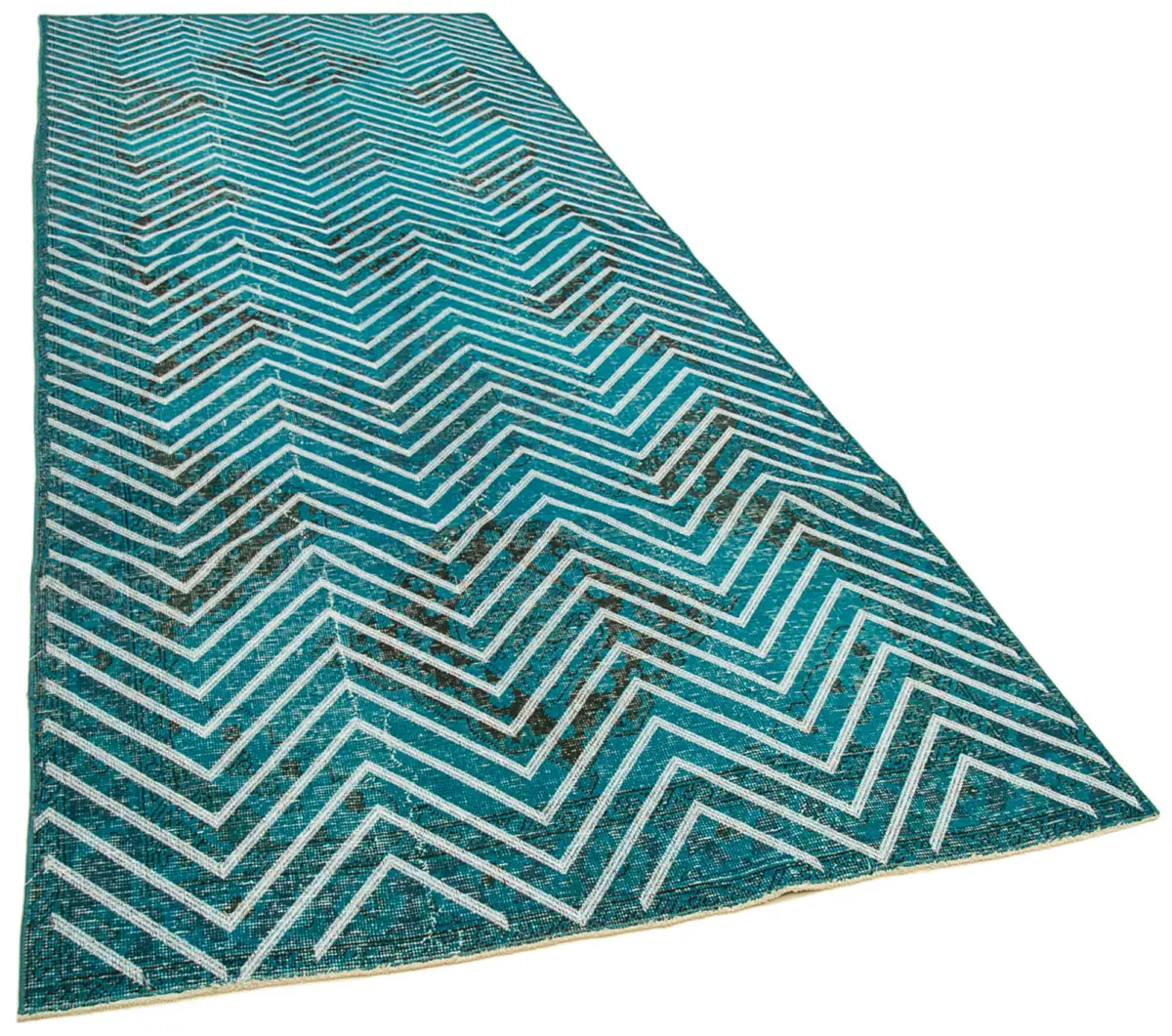 Modern Halı- Turkuaz Pamuk Üzerine Yün El Dokuma Halı-144x390 - Görsel 2