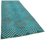 Modern Halı- Turkuaz Pamuk Üzerine Yün El Dokuma Halı-144x390 - Görsel 2