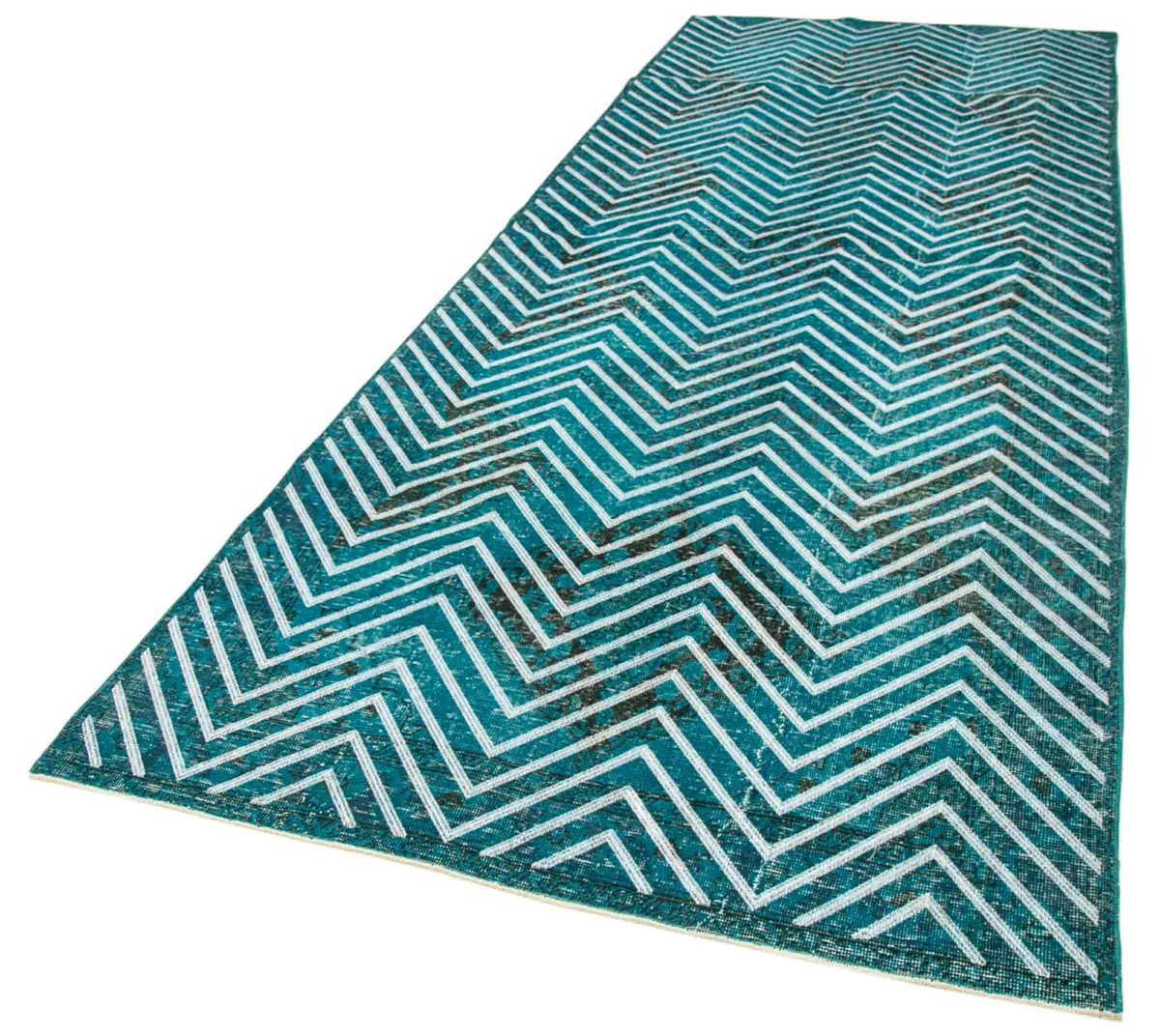 Modern Halı- Turkuaz Pamuk Üzerine Yün El Dokuma Halı-144x390 - Görsel 3