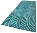 Modern Halı- Turkuaz Pamuk Üzerine Yün El Dokuma Halı-144x390 - Görsel 3