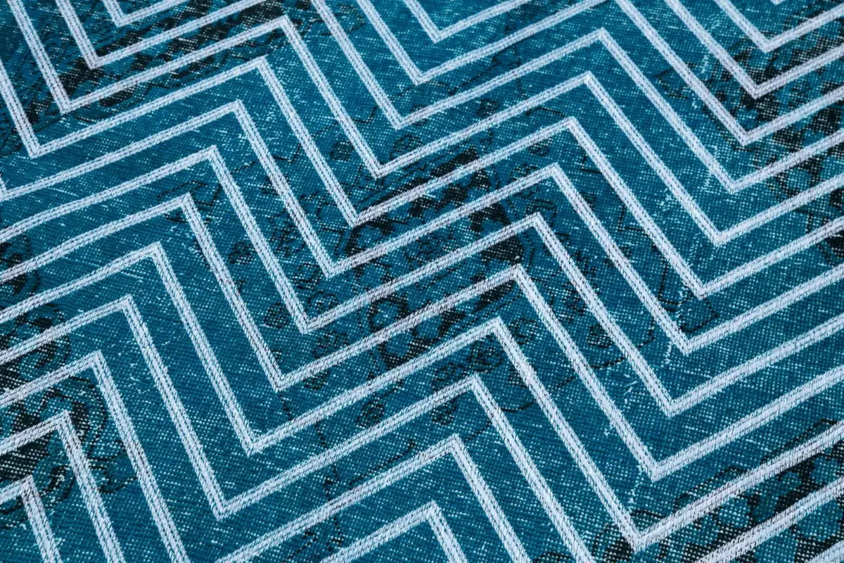 Modern Halı- Turkuaz Pamuk Üzerine Yün El Dokuma Halı-144x390 - Görsel 7