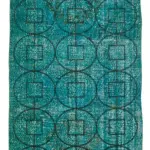 Modern Halı- Turkuaz Pamuk Üzerine Yün El Dokuma Halı-141x414