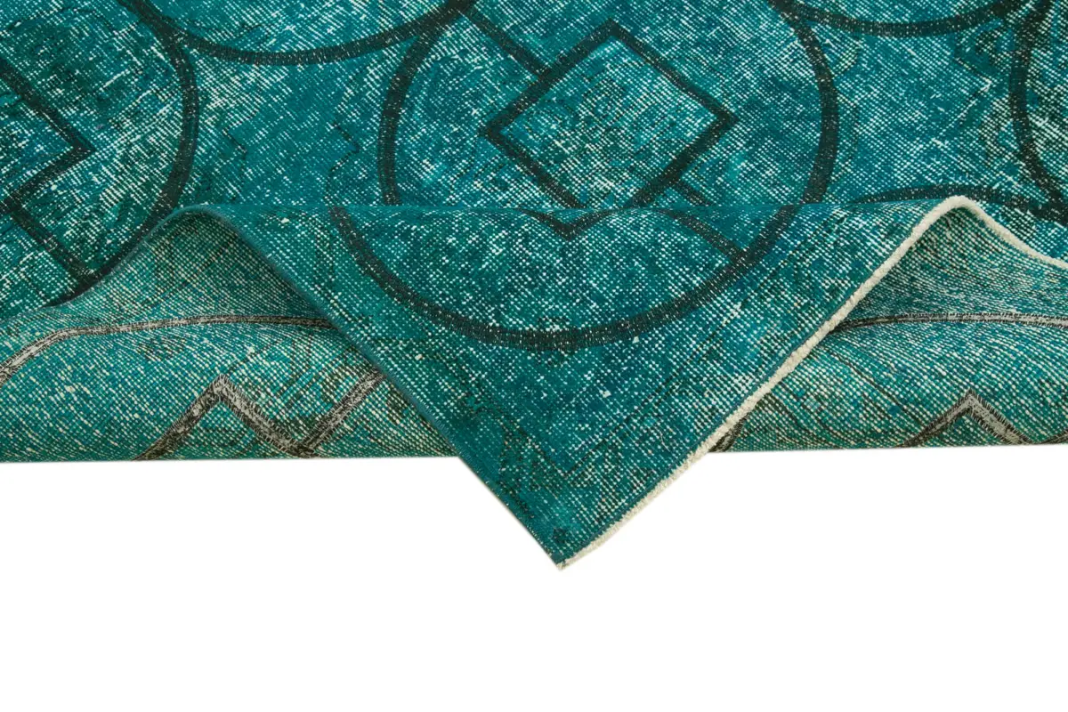 Modern Halı- Turkuaz Pamuk Üzerine Yün El Dokuma Halı-141x414 - Görsel 6