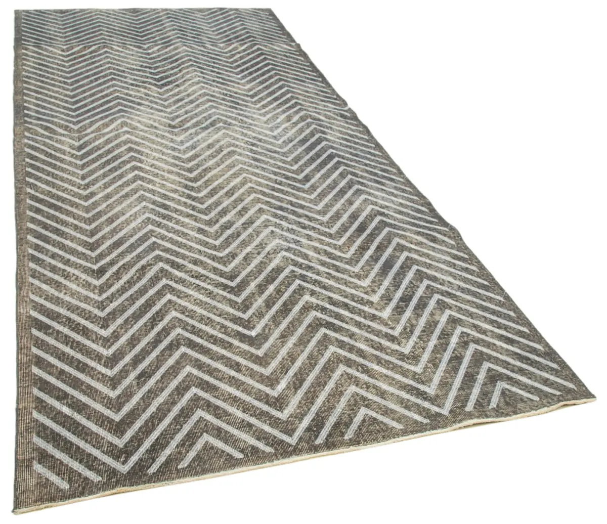 Modern Halı- Gri Pamuk Üzerine Yün El Dokuma Halı-148x372 - Görsel 2