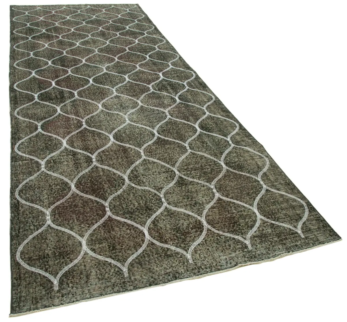 Modern Halı- Gri Pamuk Üzerine Yün El Dokuma Halı-143x395 - Görsel 2