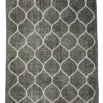 Modern Halı- Gri Pamuk Üzerine Yün El Dokuma Halı-140x427