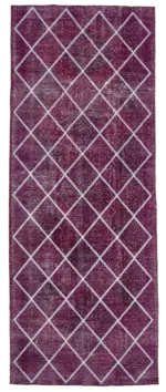 Modern Halı- Pembe Pamuk Üzerine Yün El Dokuma Halı-140x366