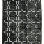 Modern Halı- Siyah Pamuk Üzerine Yün El Dokuma Halı-142x371