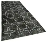 Modern Halı- Siyah Pamuk Üzerine Yün El Dokuma Halı-142x371 - Görsel 2