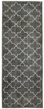 Modern Halı- Gri Pamuk Üzerine Yün El Dokuma Halı-148x388