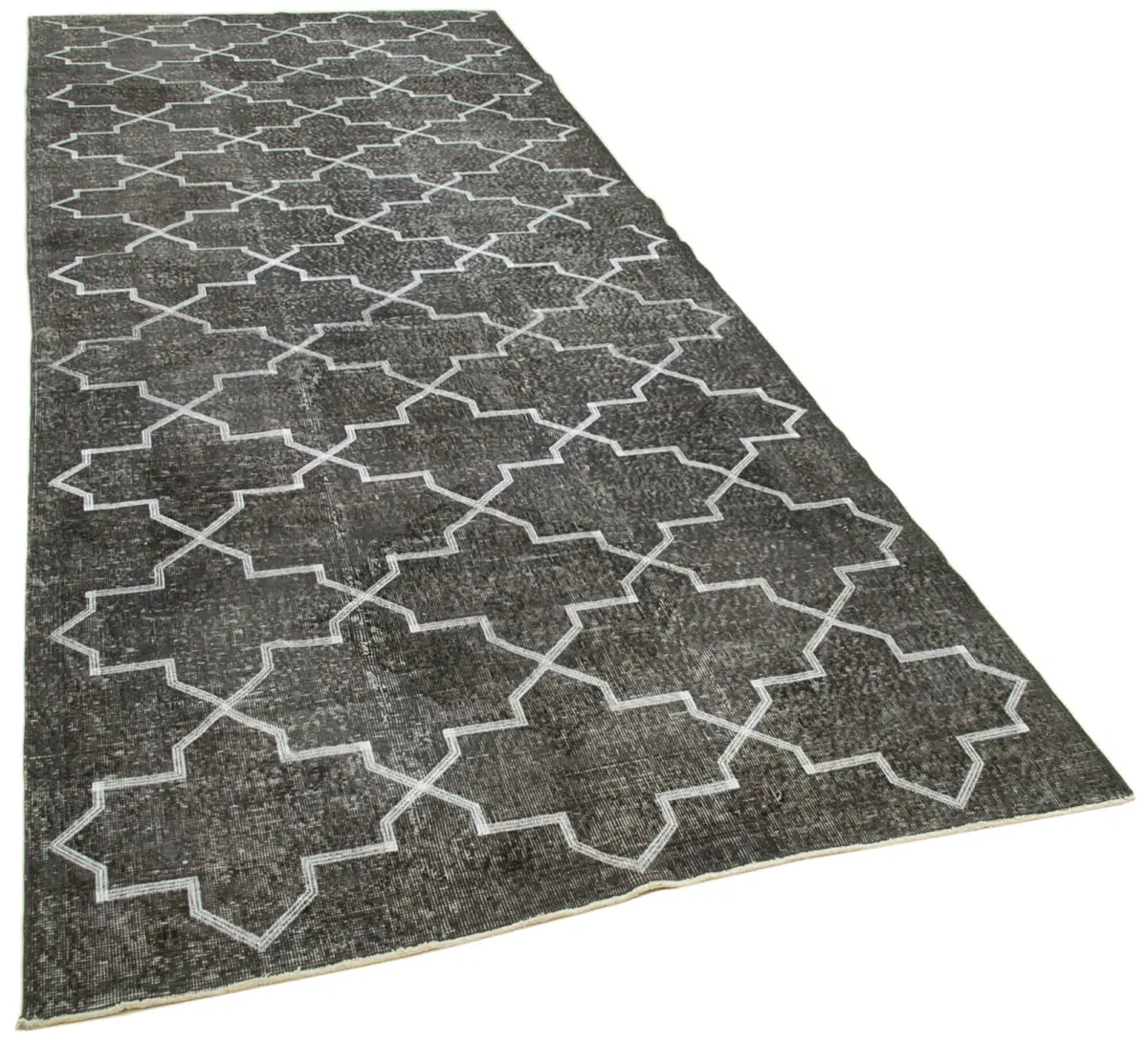 Modern Halı- Gri Pamuk Üzerine Yün El Dokuma Halı-148x388 - Görsel 2